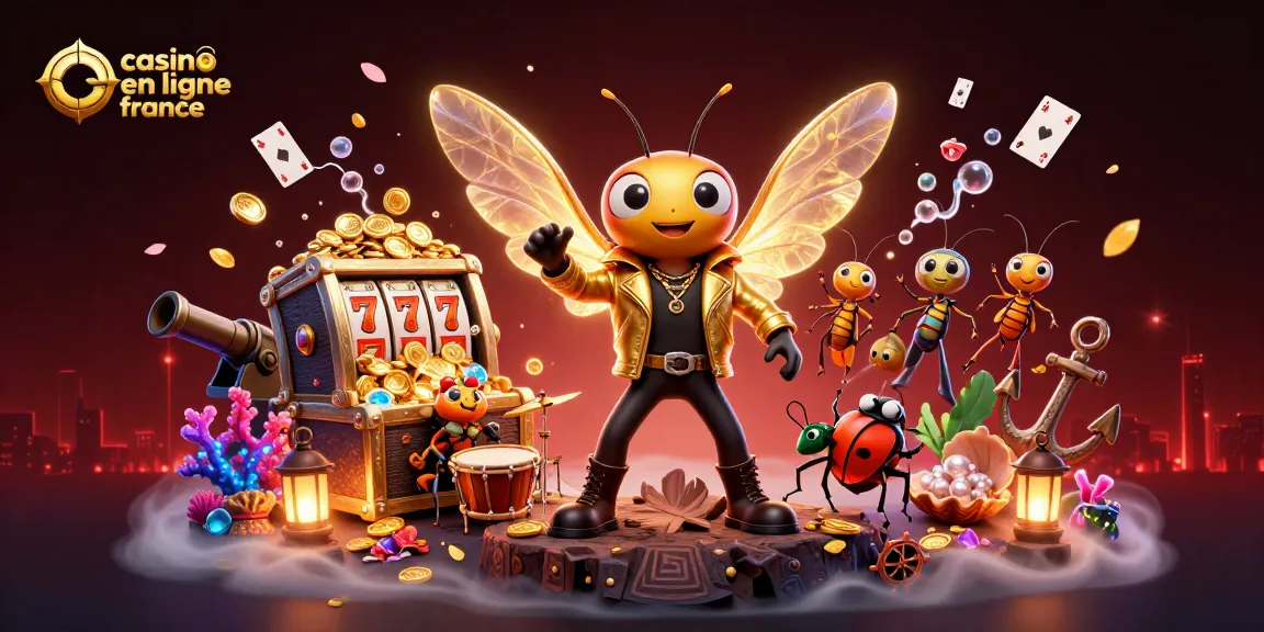 Vivez l'expérience de jeux au casino en ligne France avec un rock star insecte et des trésors sous-marins.