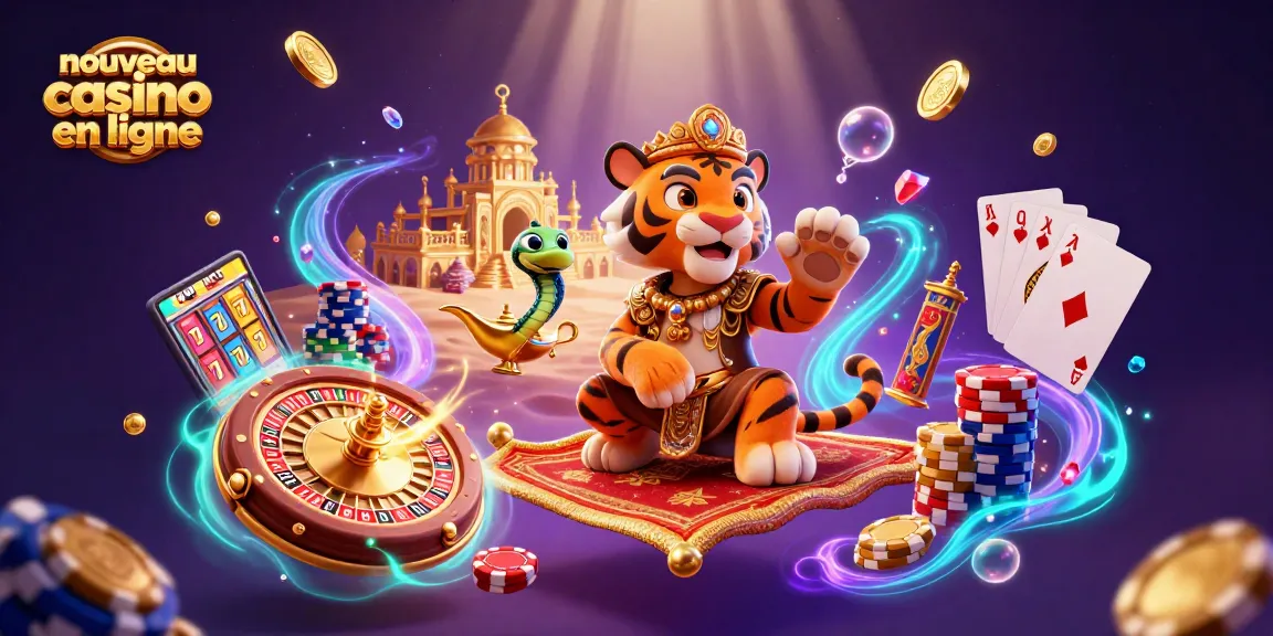 Jouez dans un nouveau casino en ligne avec un tigre sultan, une lampe magique et des jetons de poker.