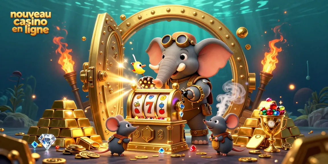 Découvrez le nouveau casino en ligne avec des éléments de jackpot et un éléphant ingénieur steampunk en action.