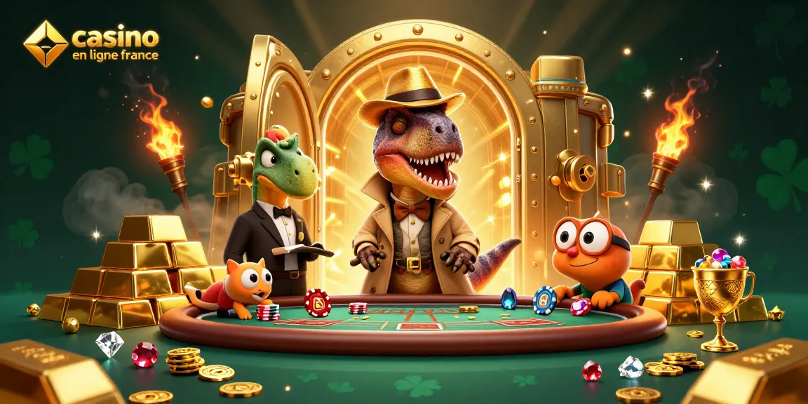 Un velociraptor à une table de blackjack attire l'attention dans un casino en ligne France.