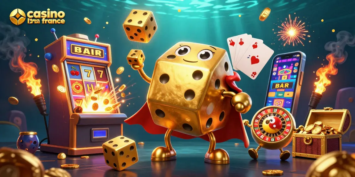 Jouez à casino en ligne France avec des dés dorés géants, une machine à sous explosive et des jeux captivants.
